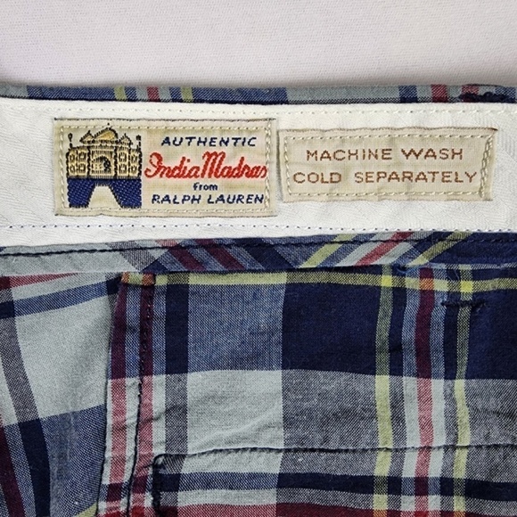 Polo Ralph Lauren Shorts Mens 38 Authentic India Madras Plaid 9” Inseam Cotton - Picture 3 of 7